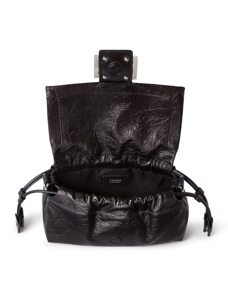 BORSA IN PELLE NERA CRACKLED BAGUETTE® SOFT SMALL