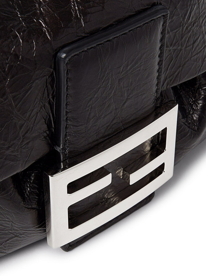 BORSA IN PELLE NERA CRACKLED BAGUETTE® SOFT SMALL