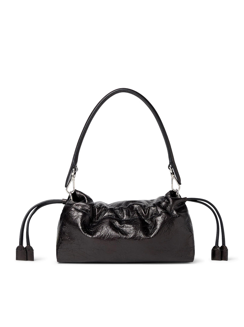 BORSA IN PELLE NERA CRACKLED BAGUETTE® SOFT MEDIUM