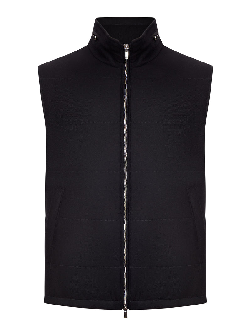 GILET IMBOTTITO CON COLLO ALTO E ZIP IN CASHMERE LORO PIANA