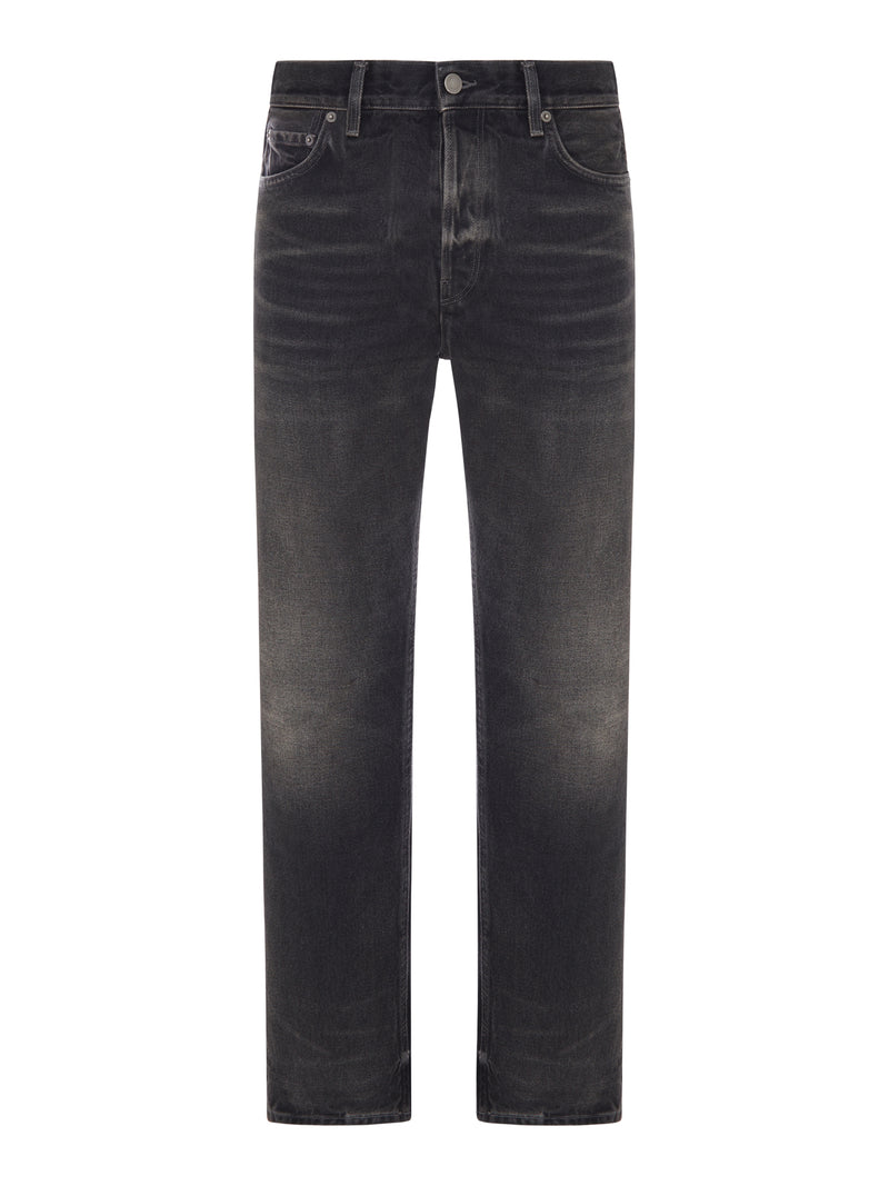 JEANS DRITTO IN DENIM LAVATO CON TASCHE