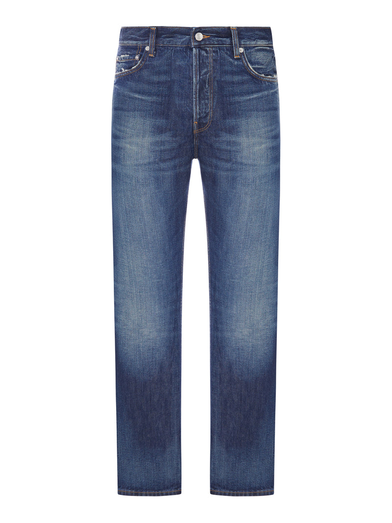 JEANS DRITTO IN DENIM LAVATO CON TASCHE