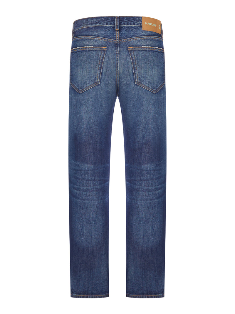 JEANS DRITTO IN DENIM LAVATO CON TASCHE