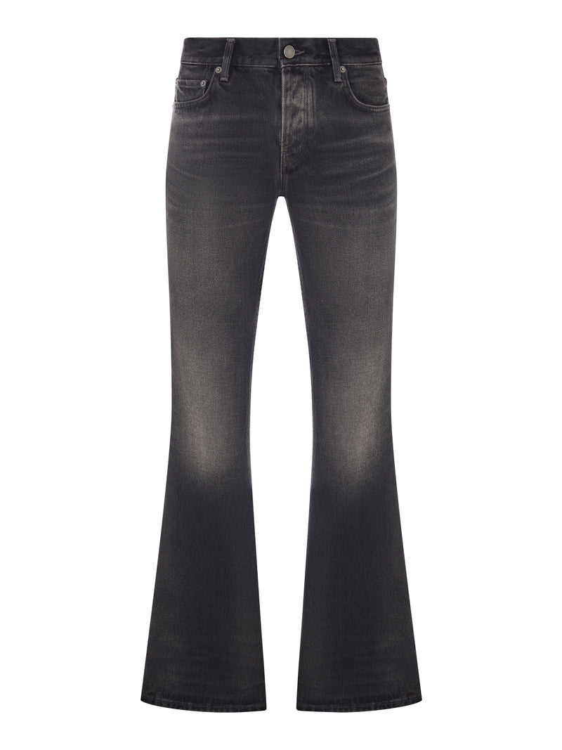 JEANS FLARE IN DENIM LAVATO CON TASCHE