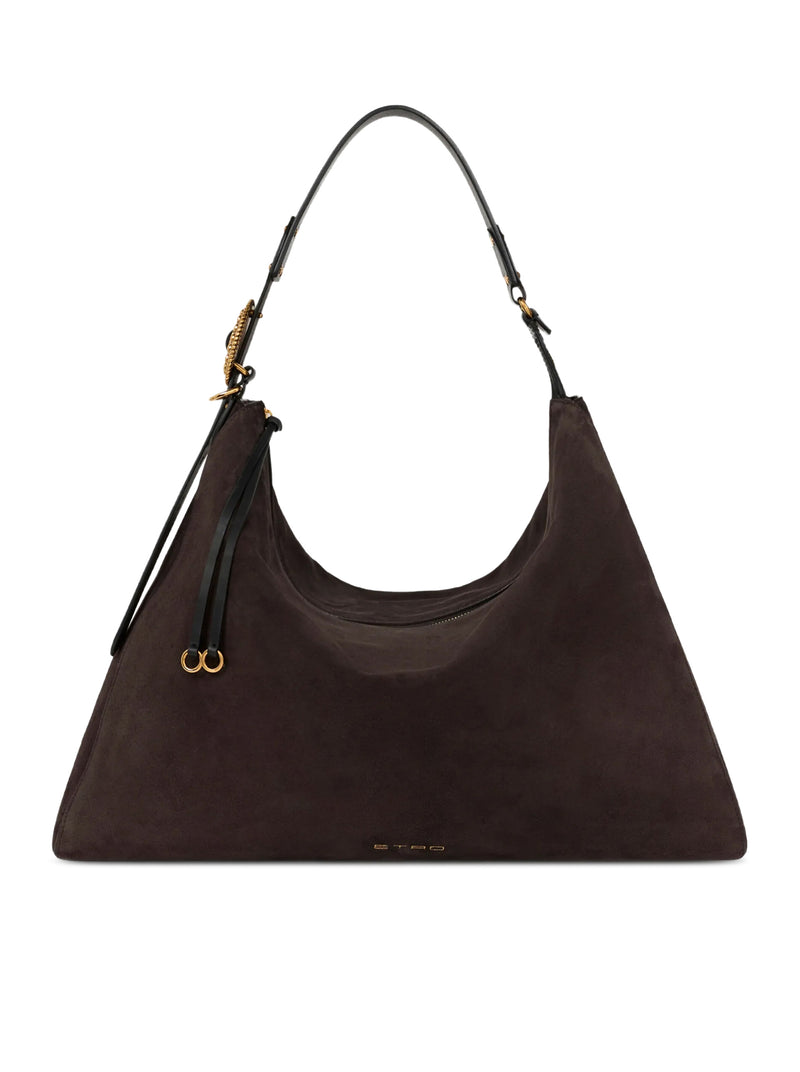 BORSA HOBO ROSETTE IN PELLE SCAMOSCIATA