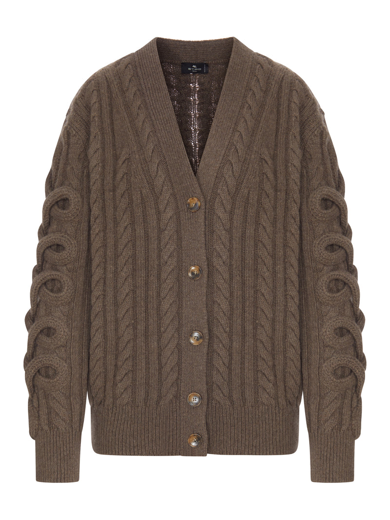 CARDIGAN IN MAGLIA A TRECCE