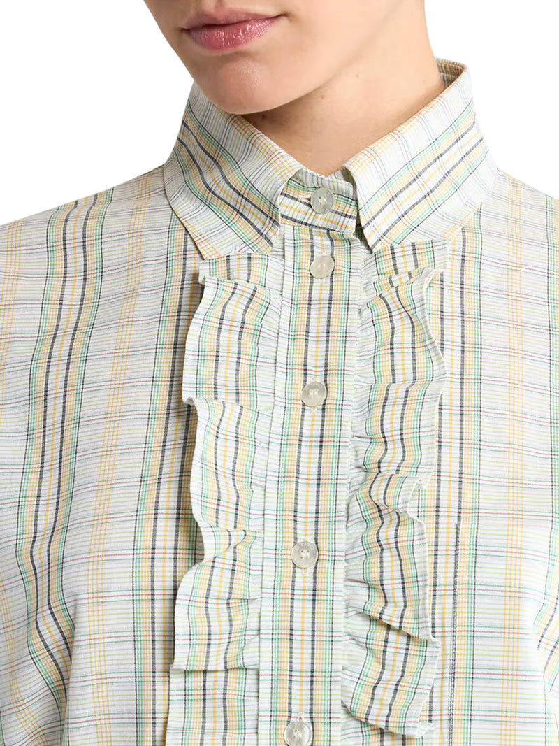 CAMICIA IN COTONE CON PETTORINA E MOTIVO CHECK