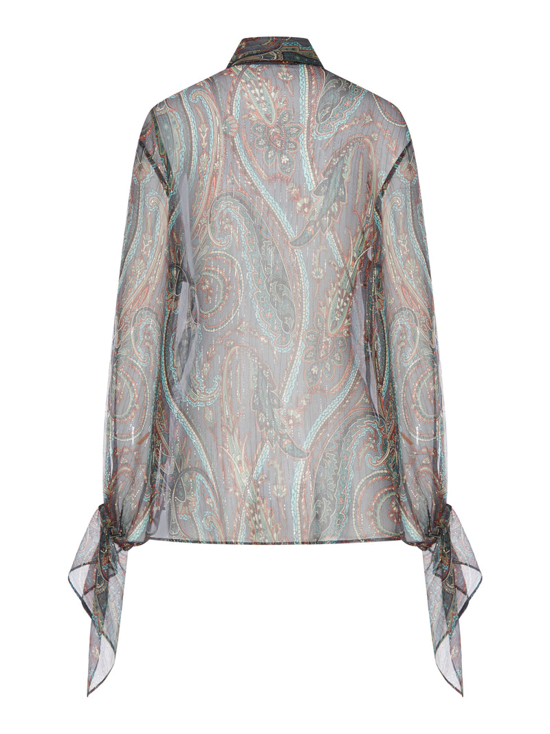 CAMICIA IN SETA TRASPARENTE CON STAMPA PAISLEY