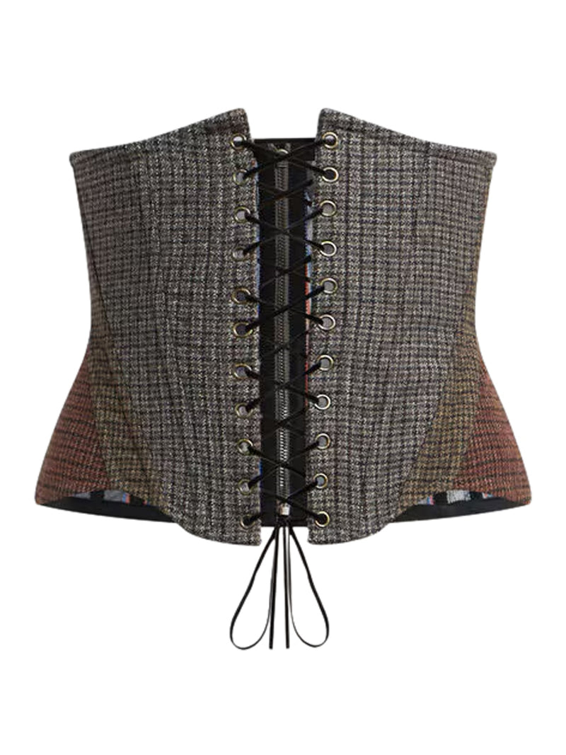 CINTURA A CORSETTO IN LANA CON MICRO PIED-DE-POULE