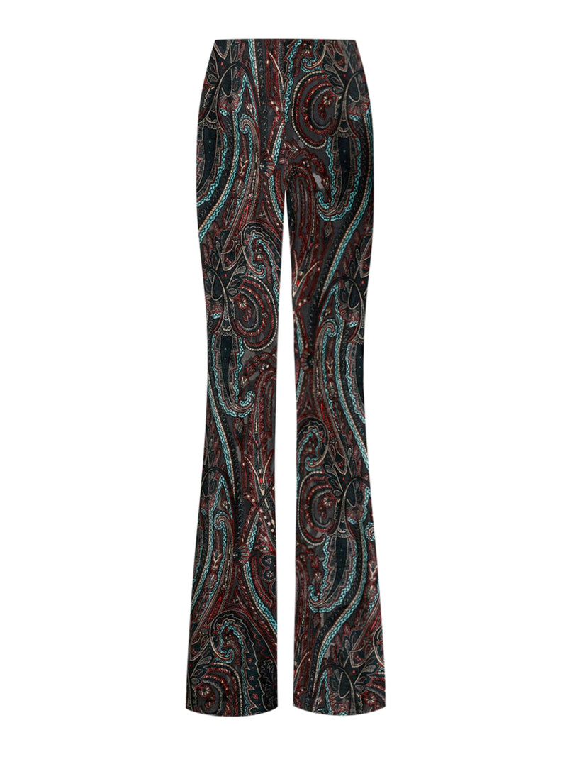 PANTALONI FLARE IN CINIGLIA JACQUARD CON MOTIVO PAISLEY