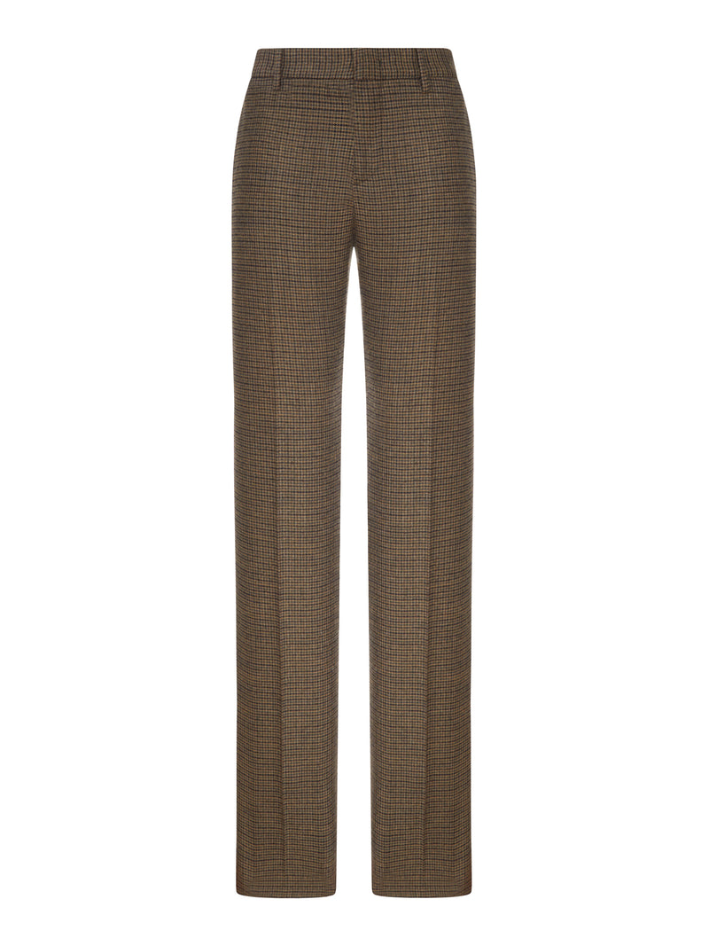 PANTALONI SARTORIALI A QUADRI CON DETTAGLIO IN PIUME