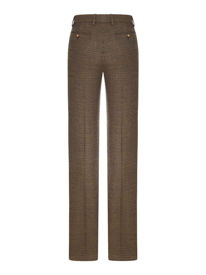 PANTALONI SARTORIALI A QUADRI CON DETTAGLIO IN PIUME