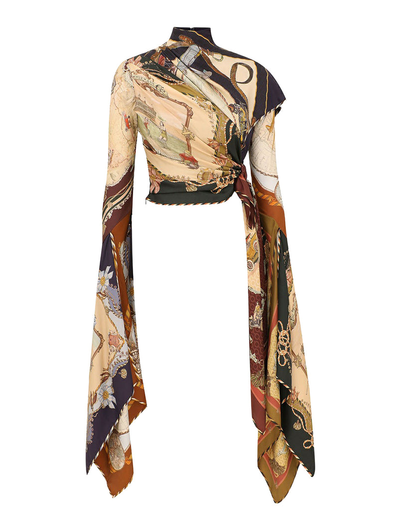 TOP DRAPPEGGIATO CON FOULARD VALIANT