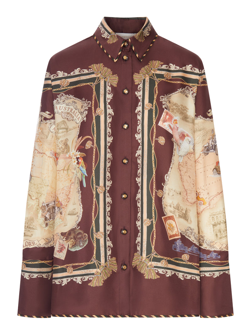 CAMICIA IN RASO STAMPATO CON MOTIVO FOULARD