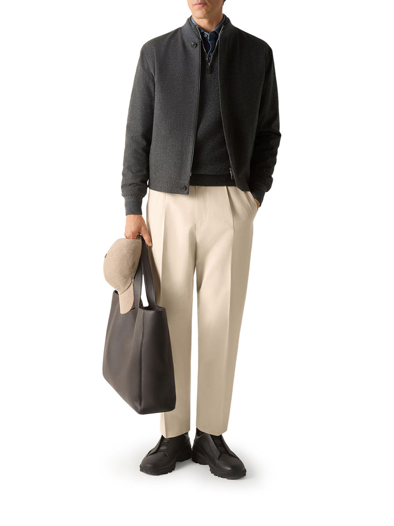 BOMBER IN OASI CASHMERE ELEMENTS GRIGIO SCURO MULTIMÉLANGE