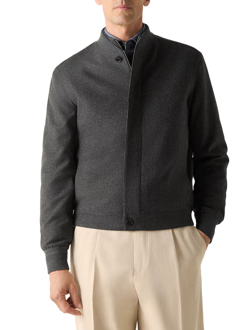 BOMBER IN OASI CASHMERE ELEMENTS GRIGIO SCURO MULTIMÉLANGE