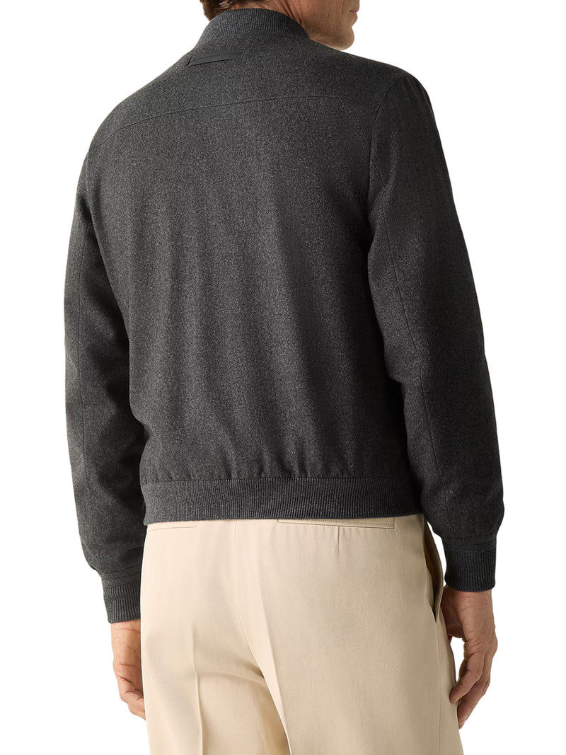 BOMBER IN OASI CASHMERE ELEMENTS GRIGIO SCURO MULTIMÉLANGE