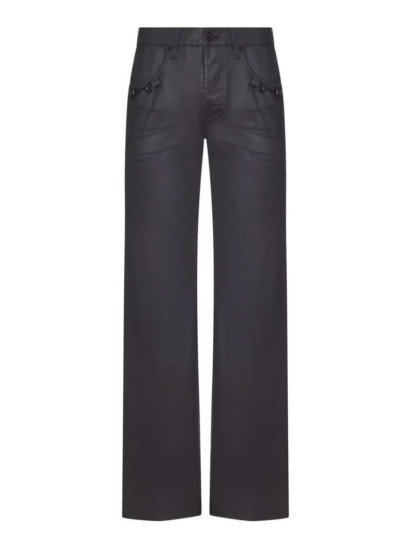 PANTALONE FLARE IN DENIM DI COTONE SPALMATO