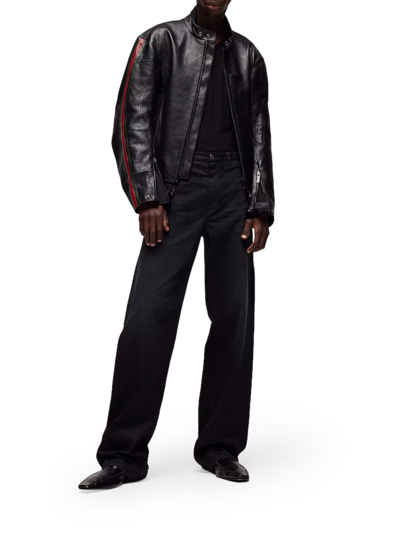 GIUBBOTTO BIKER IN PELLE CON DETTAGLIO WEB