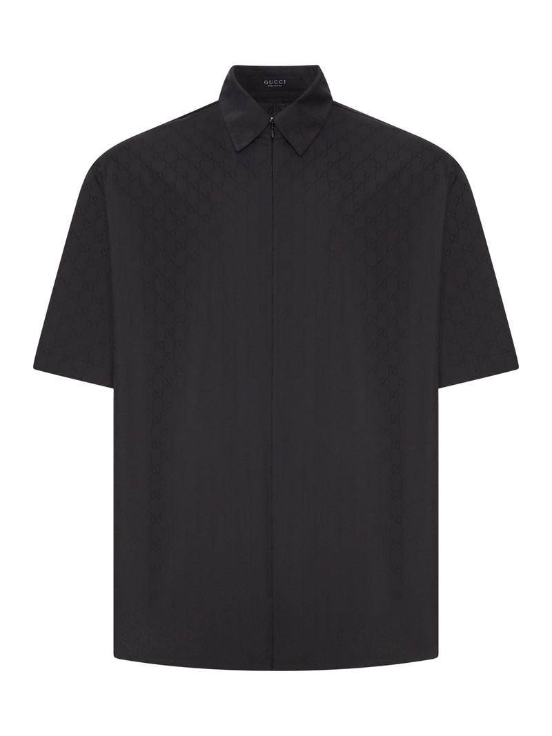 CAMICIA CON ZIP IN POPELINE DI COTONE GG