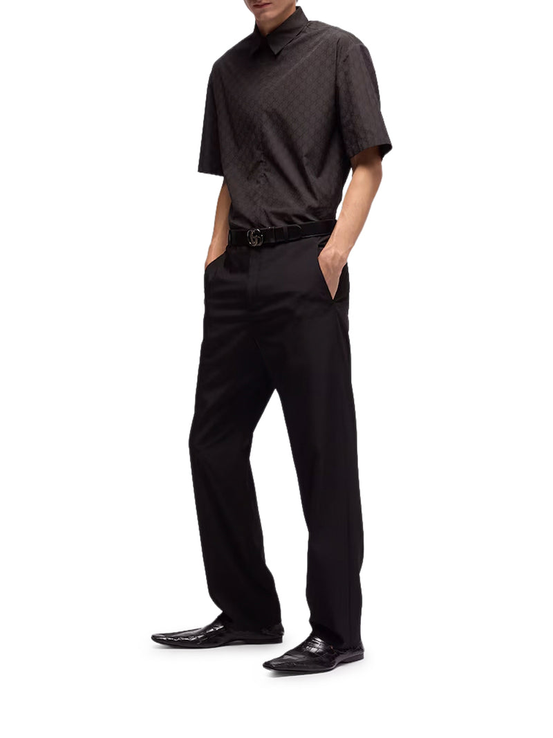 CAMICIA CON ZIP IN POPELINE DI COTONE GG