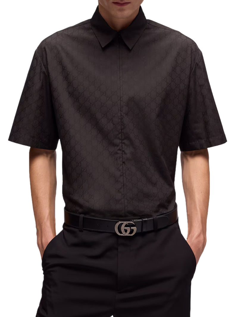 CAMICIA CON ZIP IN POPELINE DI COTONE GG