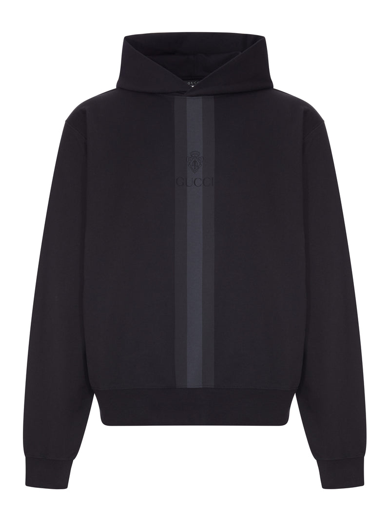 FELPA CON CAPPUCCIO IN COTONE CON NASTRO WEB TONALE