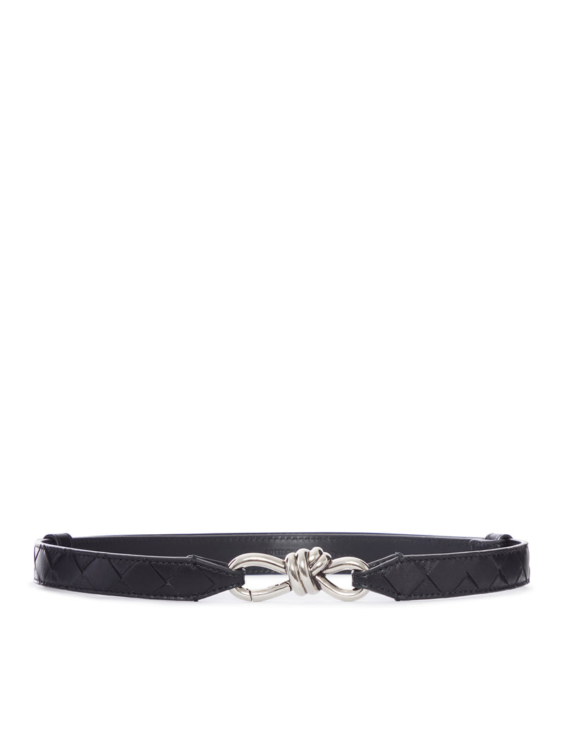 CINTURA IN NAPPA CON LAVORAZIONE INTRECCIATO ED EMBLEMATICA FIBBIA KNOT