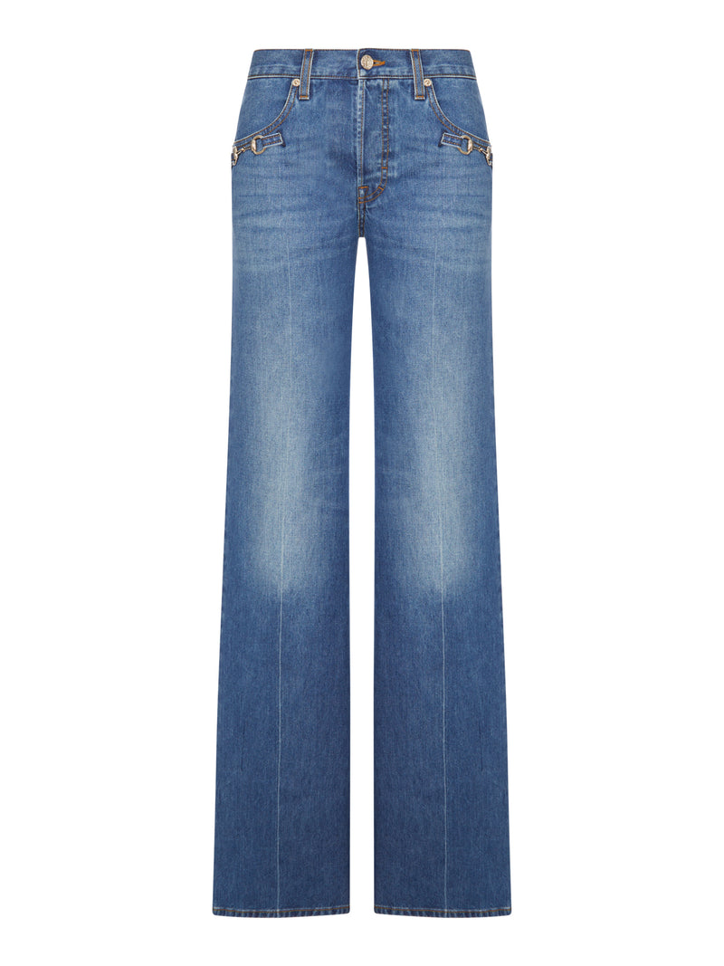 PANTALONE BOOTCUT IN DENIM DI COTONE CON MORSETTO