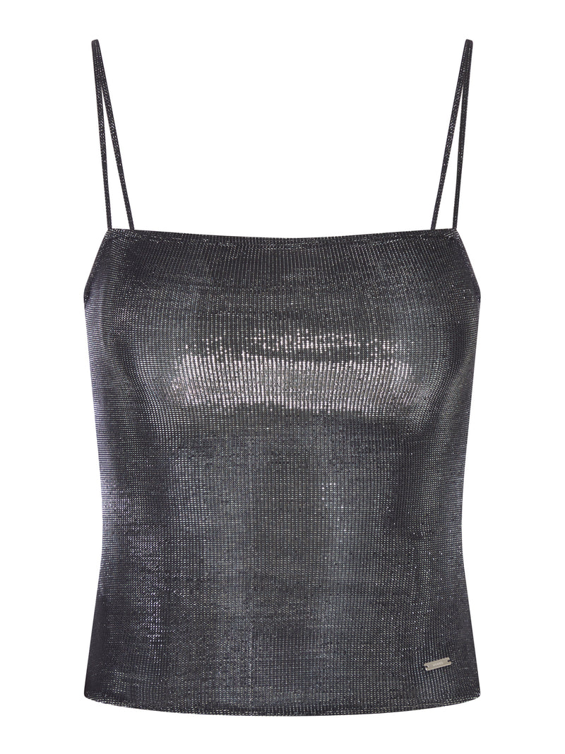 TOP IN JERSEY CON EFFETTO IRIDESCENTE
