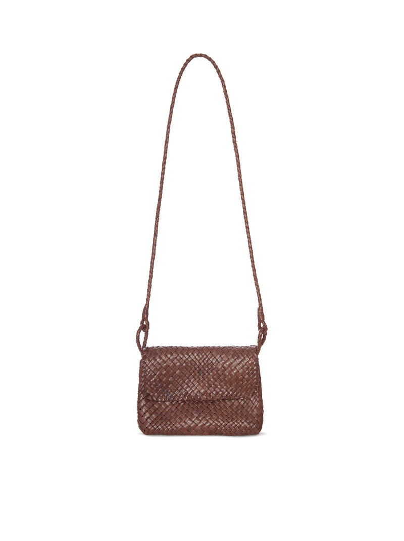 BORSA A TRACOLLA IN PELLE INTRECCIATA CON PATTA