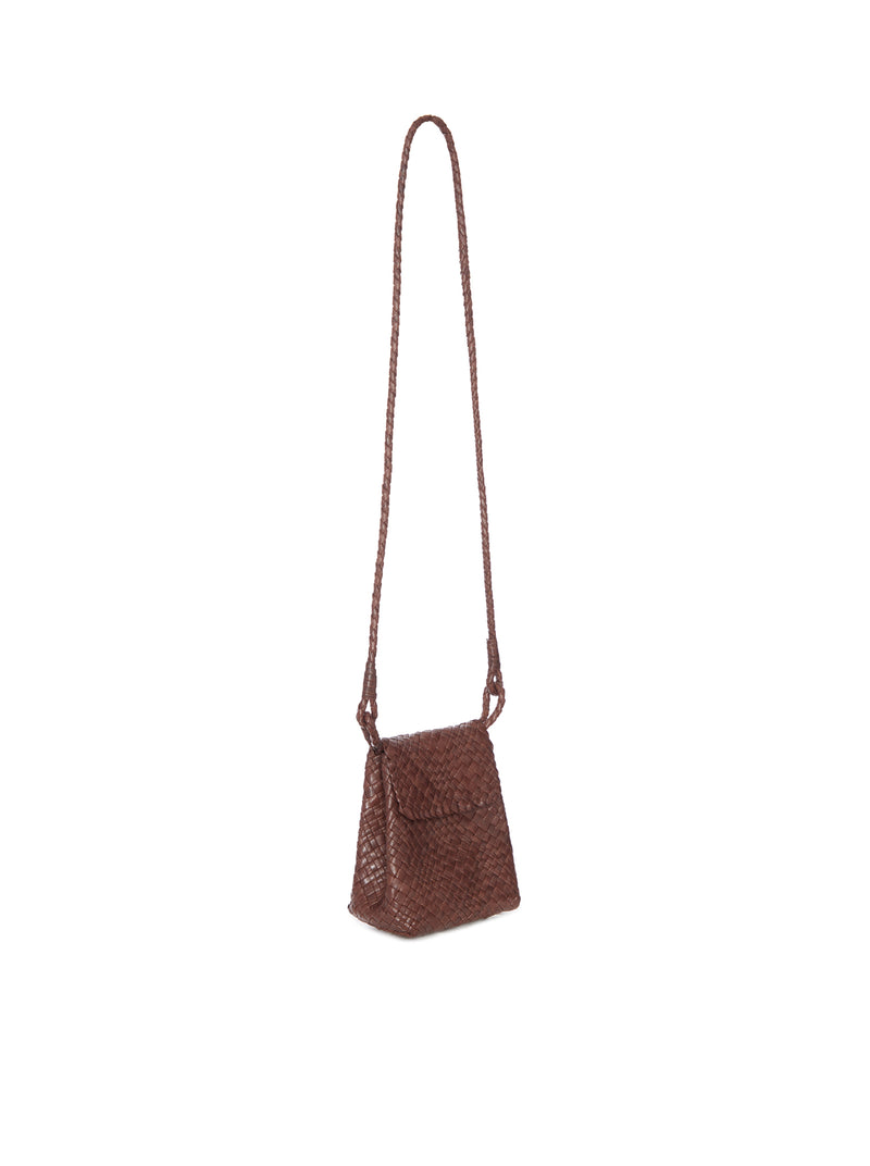 BORSA A TRACOLLA IN PELLE INTRECCIATA CON PATTA