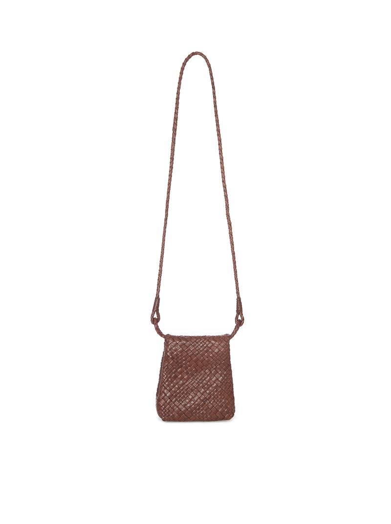 BORSA A TRACOLLA IN PELLE INTRECCIATA CON PATTA