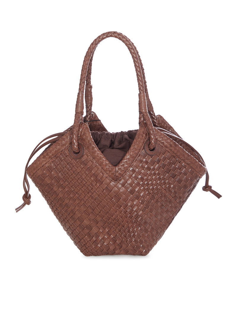 BORSA SHOPPER PICCOLA IN PELLE INTRECCIATA CON MANICI