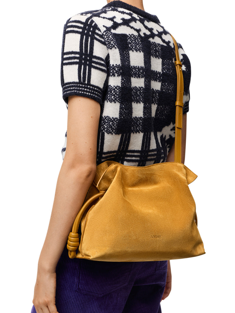 BORSA FLAMENCO CLUTCH MEDIA IN PELLE SCAMOSCIATA