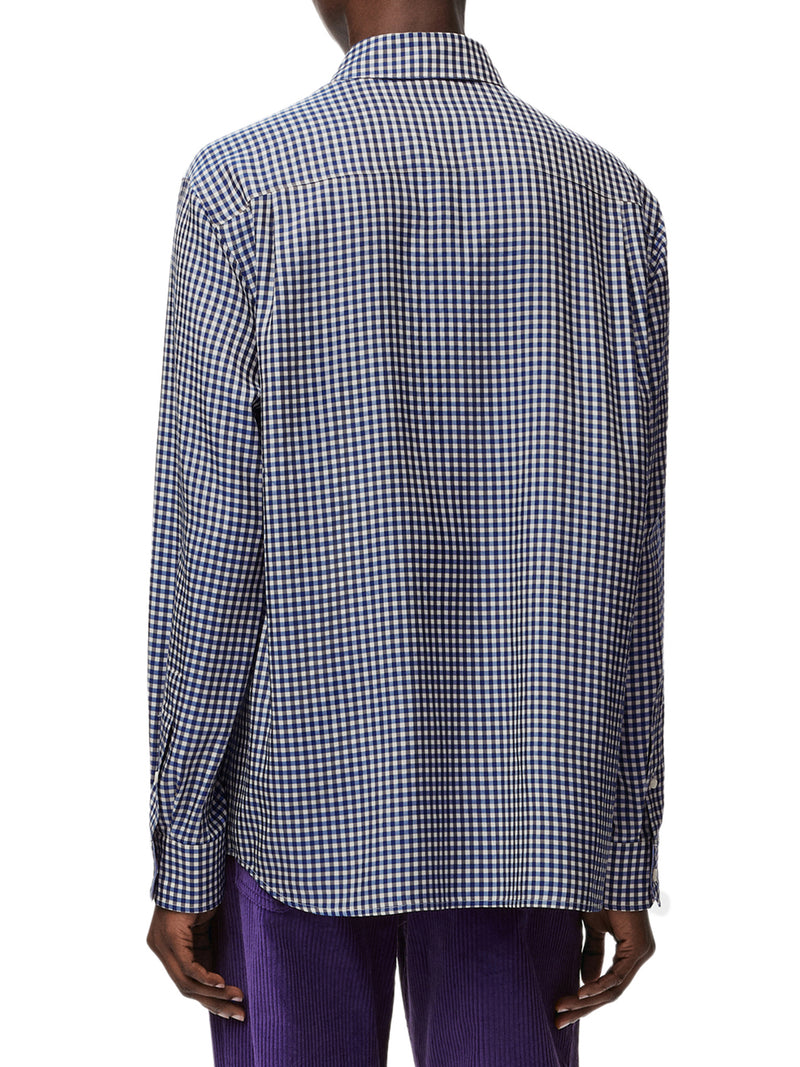 CAMICIA IN TWILL DI SETA A QUADRI CON MICRO MOTIVO A CONTRASTO