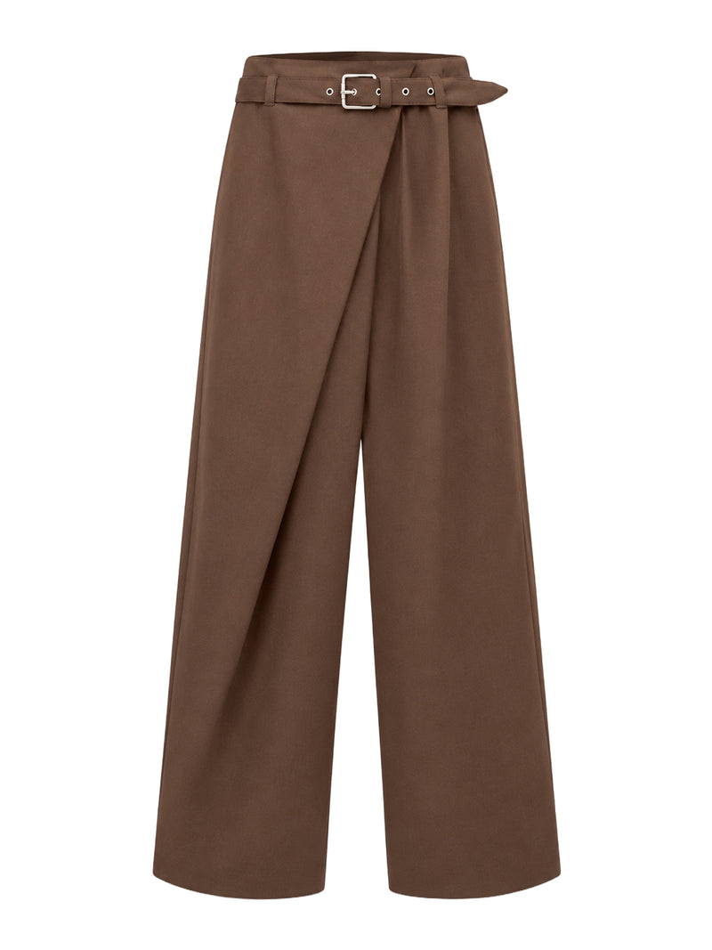 PANTALONI IN COTONE CON DRAPPEGGIO ASIMMETRICO