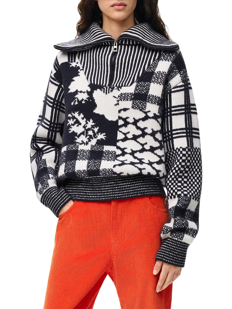 MAGLIONE IN JACQUARD DI LANA DOUBLE FACE DI PESO MEDIO