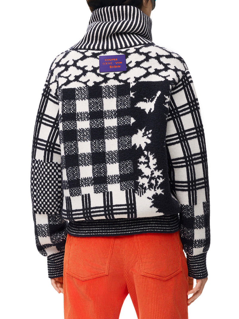 MAGLIONE IN JACQUARD DI LANA DOUBLE FACE DI PESO MEDIO