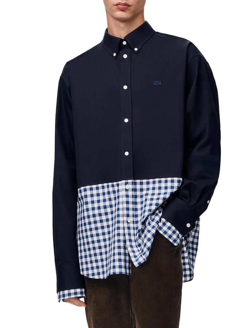 CAMICIA IN TWILL E POPELINE DI COTONE LEGGERO CON ORLO A CONTRASTO