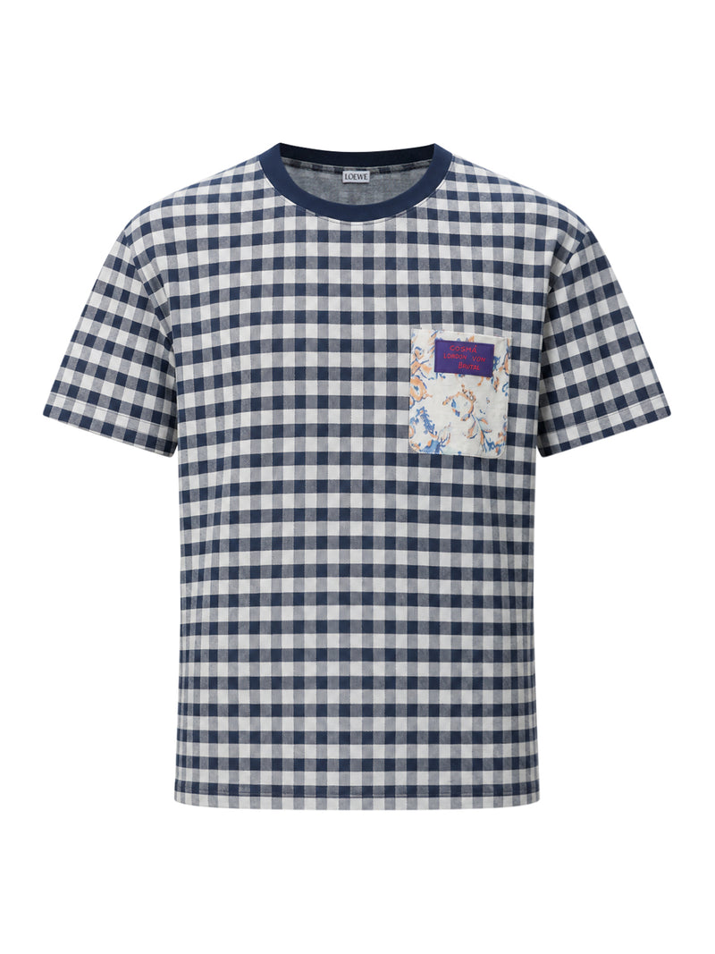 T-SHIRT IN JERSEY DI COTONE JACQUARD A QUADRI