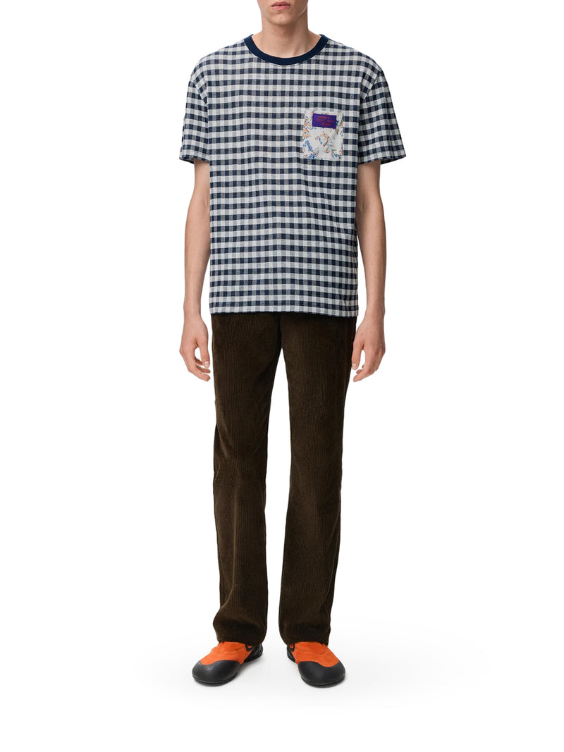 T-SHIRT IN JERSEY DI COTONE JACQUARD A QUADRI