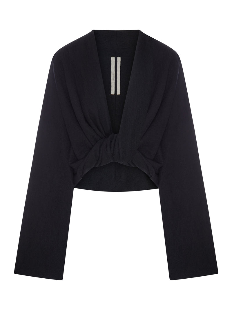 TOP CROP CON DRAPPEGGIO IN MISTO LANA E COTONE