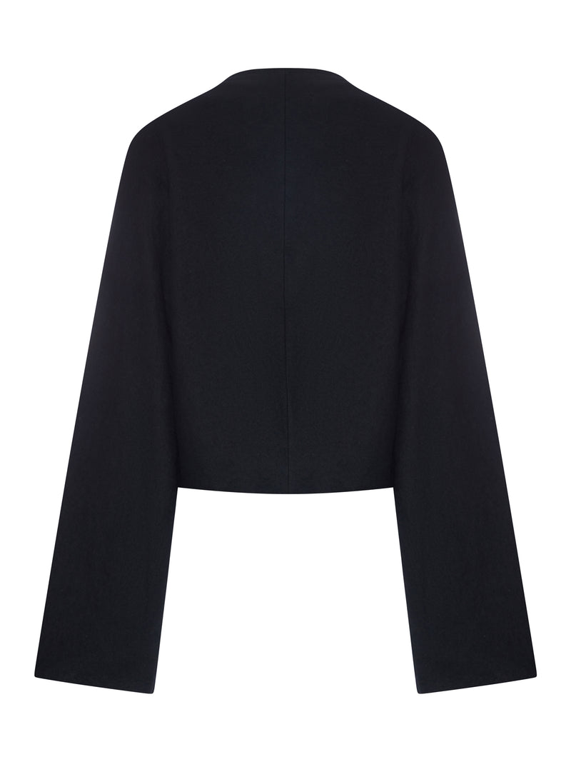 TOP CROP CON DRAPPEGGIO IN MISTO LANA E COTONE