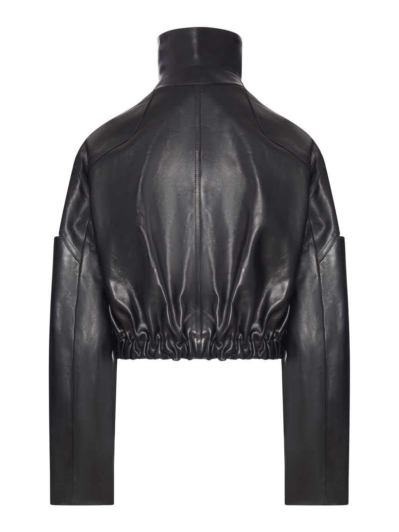 BOMBER COLLARED MAC IN PELLE