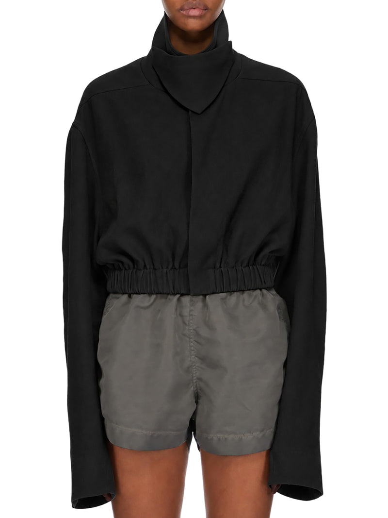 GIACCA CROP COLLARED MAC IN MISTO COTONE E LANA