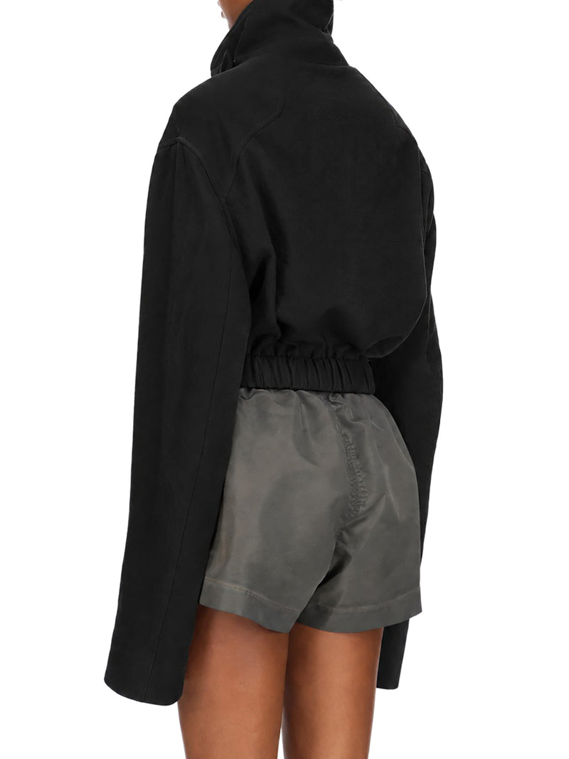 GIACCA CROP COLLARED MAC IN MISTO COTONE E LANA