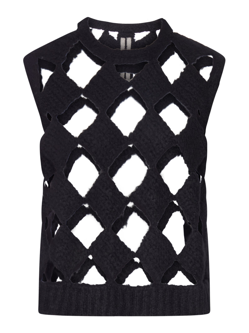 TOP SARUTANYA TRAFORATO IN MISTO CASHMERE E SETA