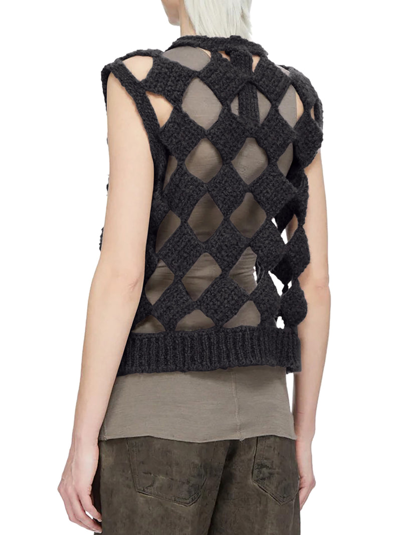 TOP SARUTANYA TRAFORATO IN MISTO CASHMERE E SETA