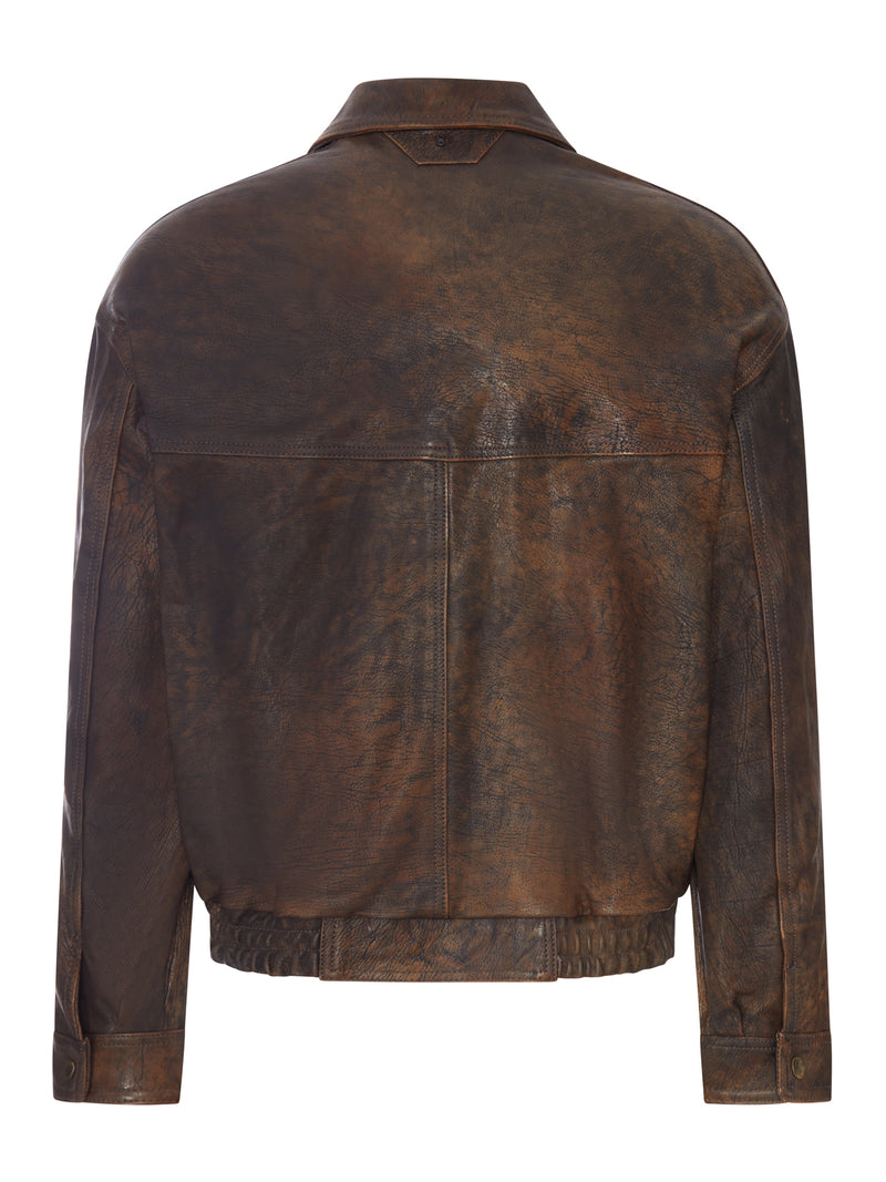 GIACCA BOMBER IN PELLE EFFETTO VINTAGE